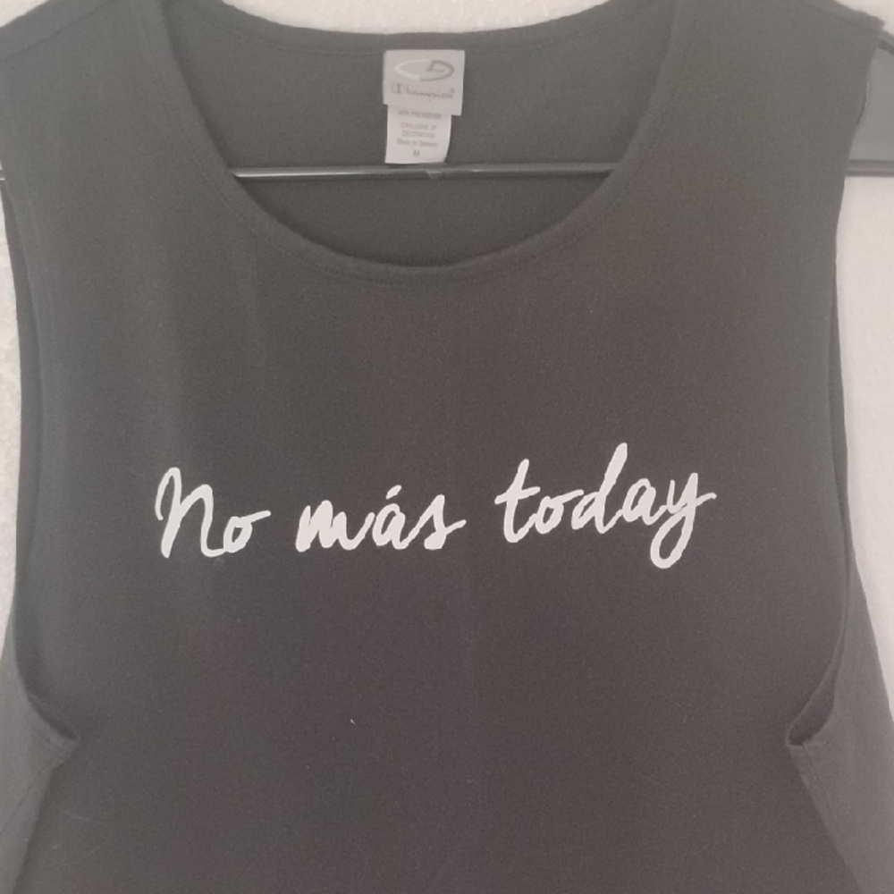 Champion Black Muscle Tee with White Text
